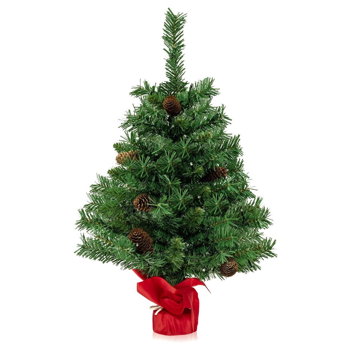 LIVSK Mini-Kerstboom met Verlichting - 50 LED-lampen - 75 Takken - Compact voor Thuis of Kantoor - 64 cm - Groen