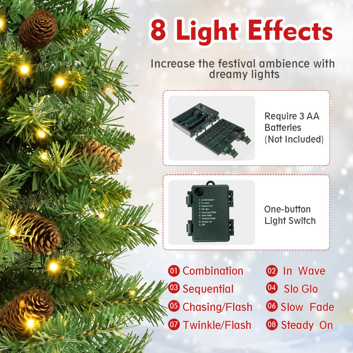 LIVSK Mini-Kerstboom met Verlichting - 50 LED-lampen - 75 Takken - Compact voor Thuis of Kantoor - 64 cm - Groen