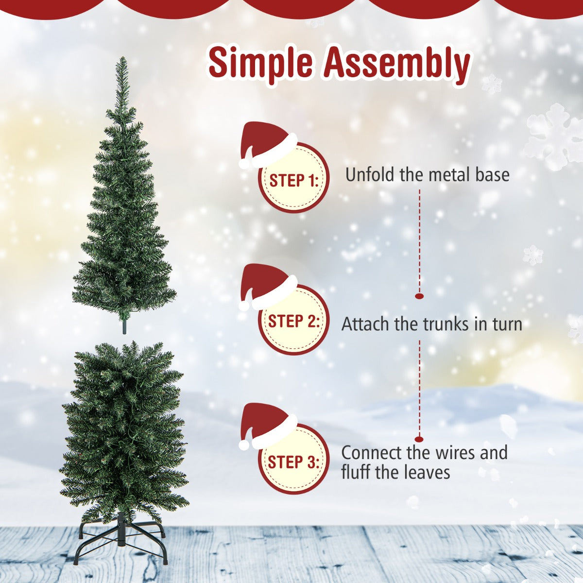 LIVSK Verlichte Kerstboom - 296 Takpunten - 150 Warmwitte LED-lampjes - Stevige Metalen Voet - 150 cm - Groen