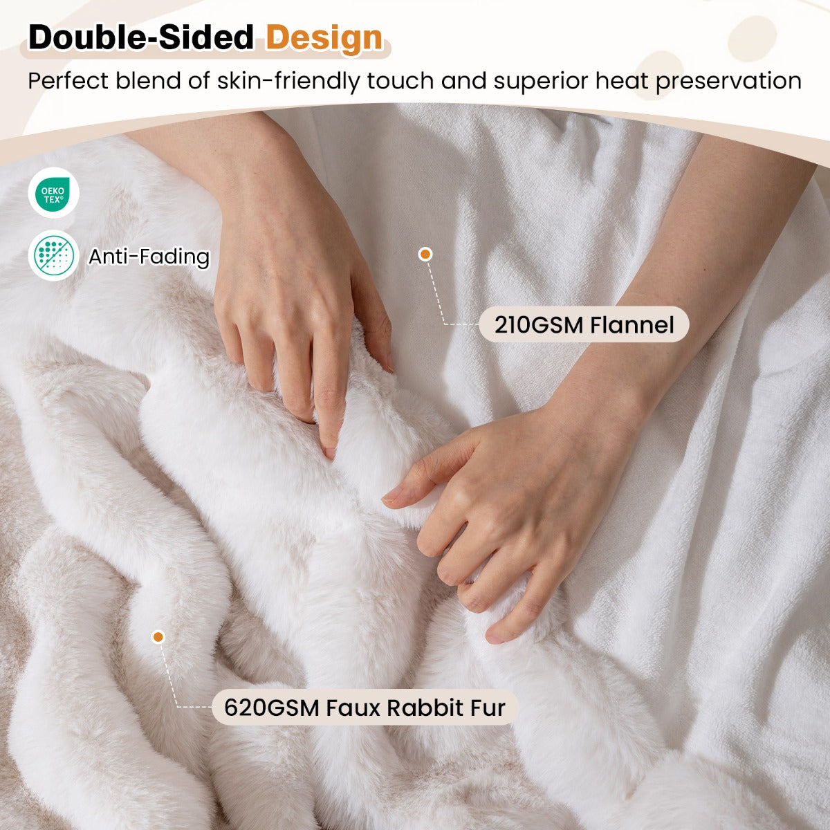 Livsk costway kunstmatige konijnenbontdeken dikke dubbelzijdige sprei imitatiekonijnenbont fleece l 3