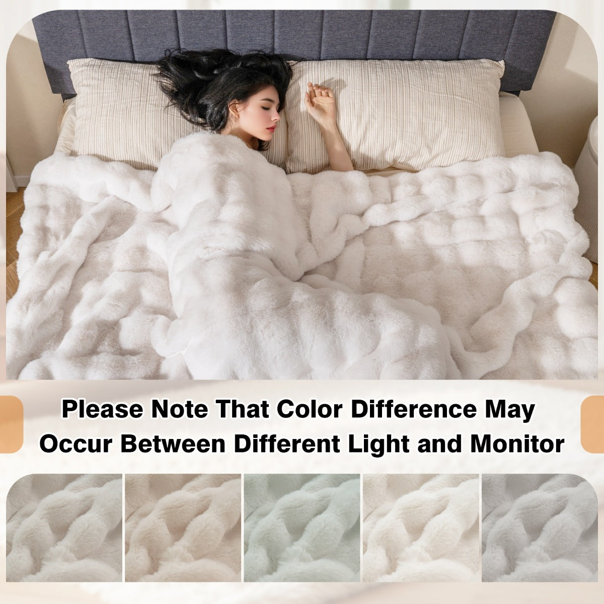 Livsk costway kunstmatige konijnenbontdeken dikke dubbelzijdige sprei imitatiekonijnenbont fleece l 4