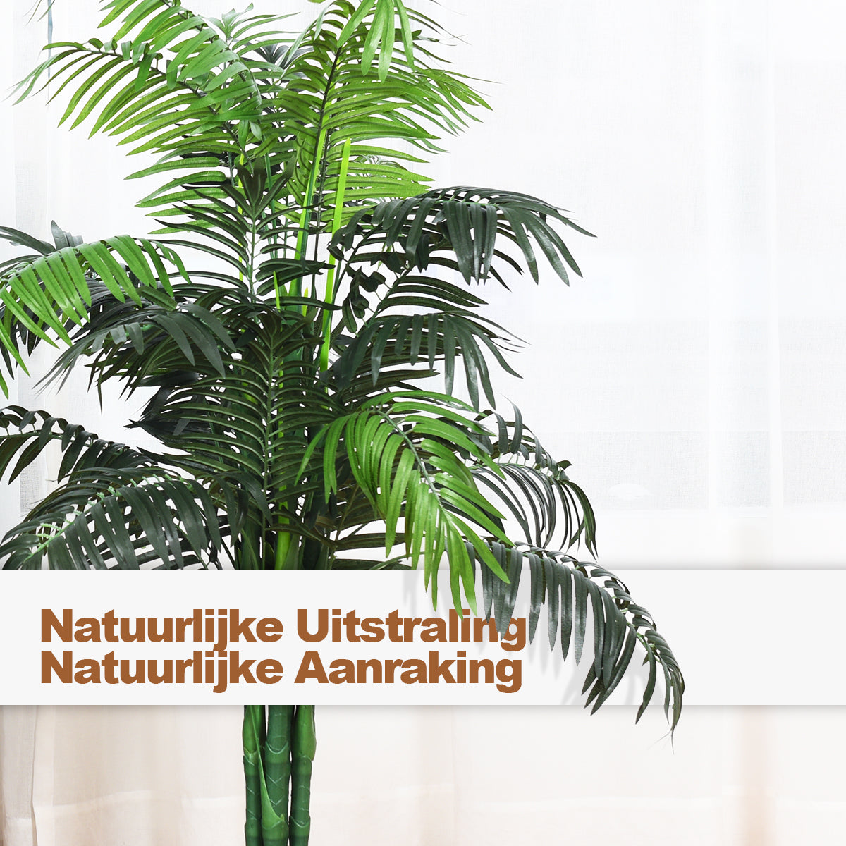 LIVSK Kunstmatige Palmboom - Handgemaakt met Realistische Bladeren - Verstelbare Takken - 110 cm - Zwarte Pot met Mos - Groen