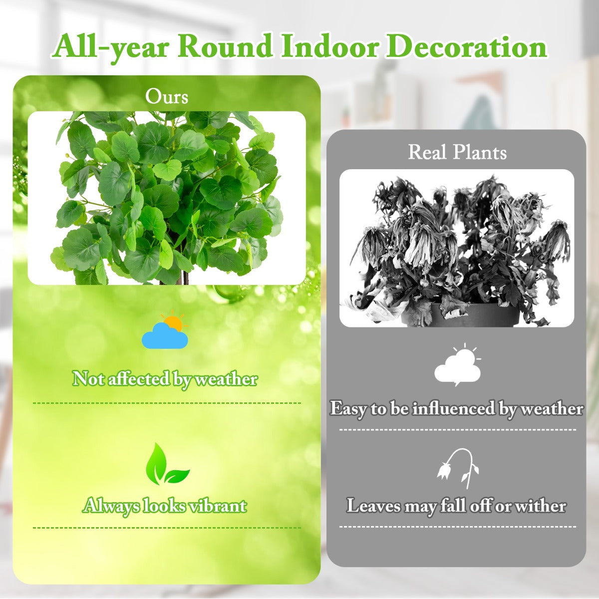 LIVSK Kunstappelboom 110 cm - Realistisch Uiterlijk - Houten Stam - Flexibele Takken - Anti-allergene Materialen - Groen