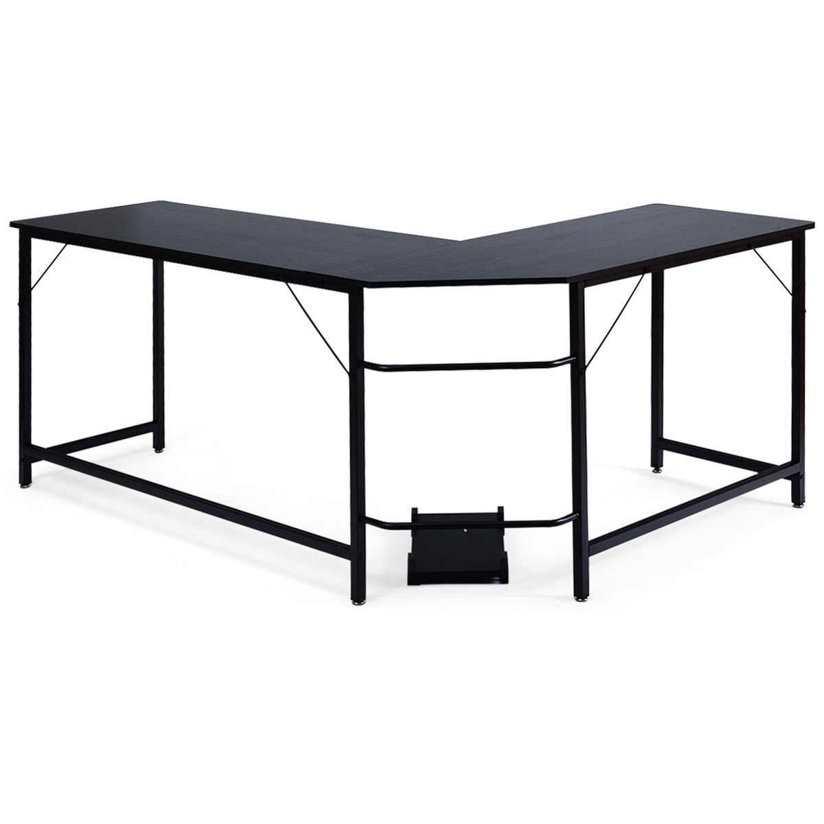 LIVSK L-vormig Hoekcomputerbureau - Ruimtebesparend met Stevig MDF en Ijzer - Eenvoudig te Monteren - 168 x 125 x 74 cm - Zwart