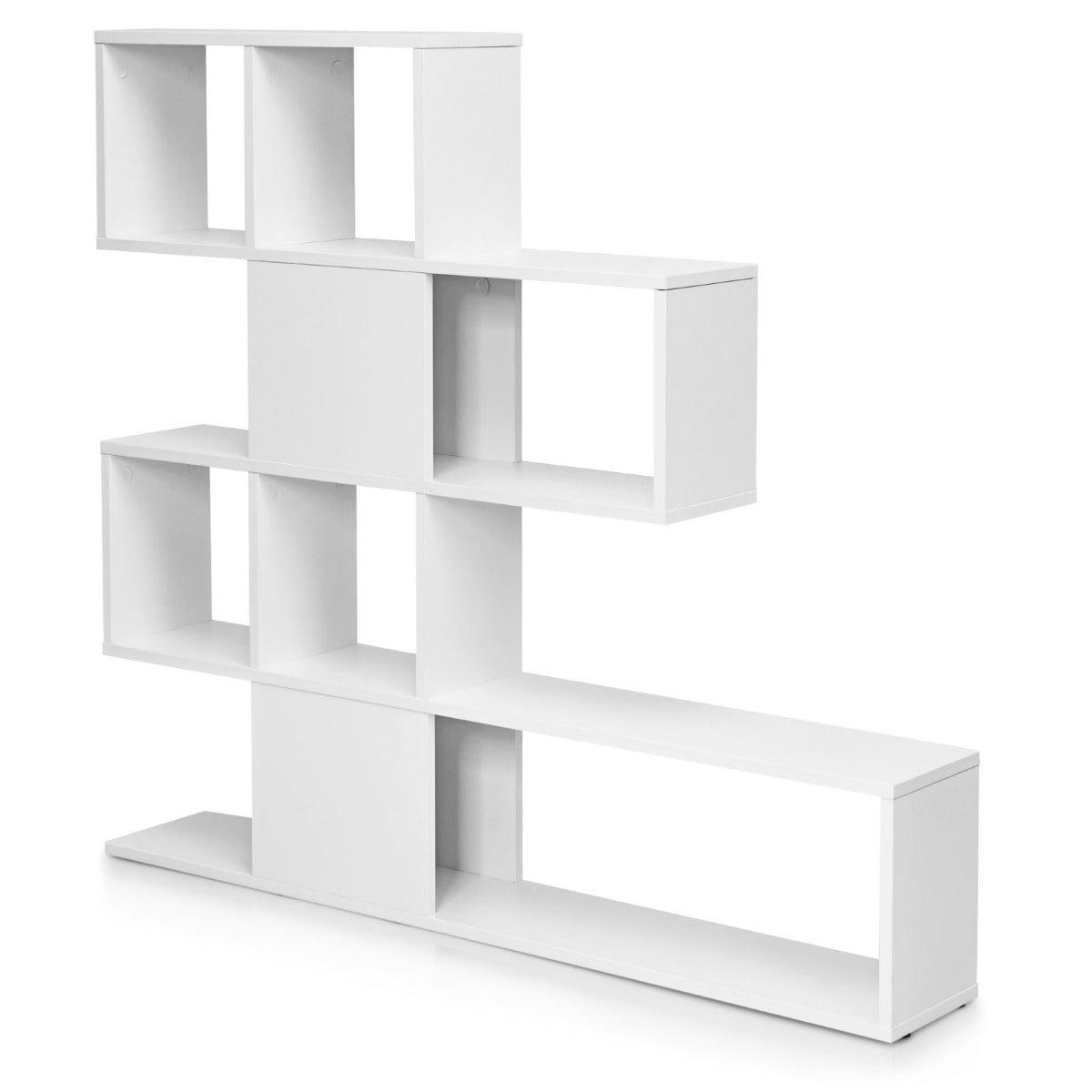 LIVSK Ladder Boekenkast met 5 Planken - Trapvormig Design - Stevig Houten Frame - Antikantelmechanisme - 120 x 19,5 x 109 cm - Wit