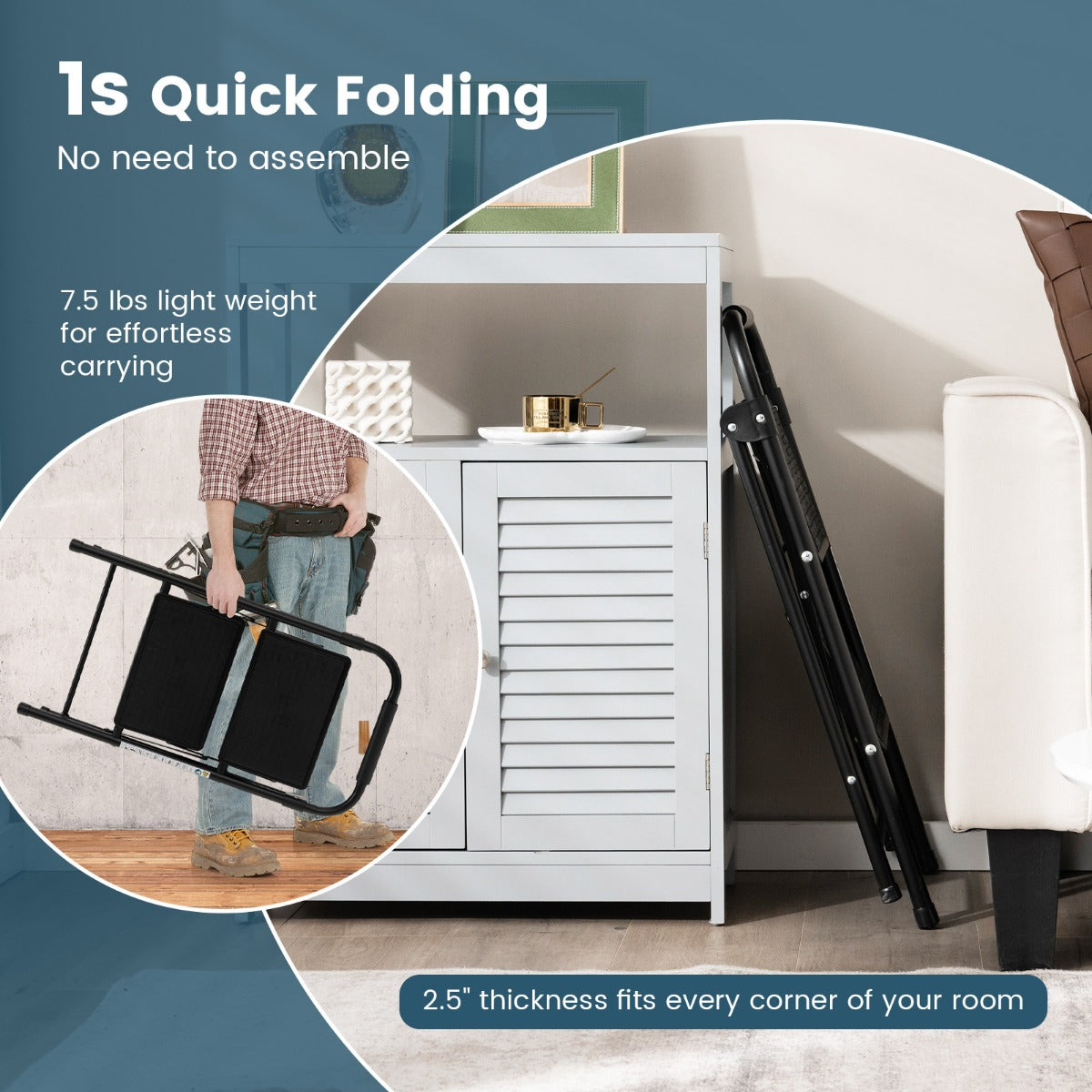 LIVSK Inklapbare Trapladder - 2 Treden - Antislip Treden - Gevoerde Handgreep - Draagkracht 265 kg - Zwart