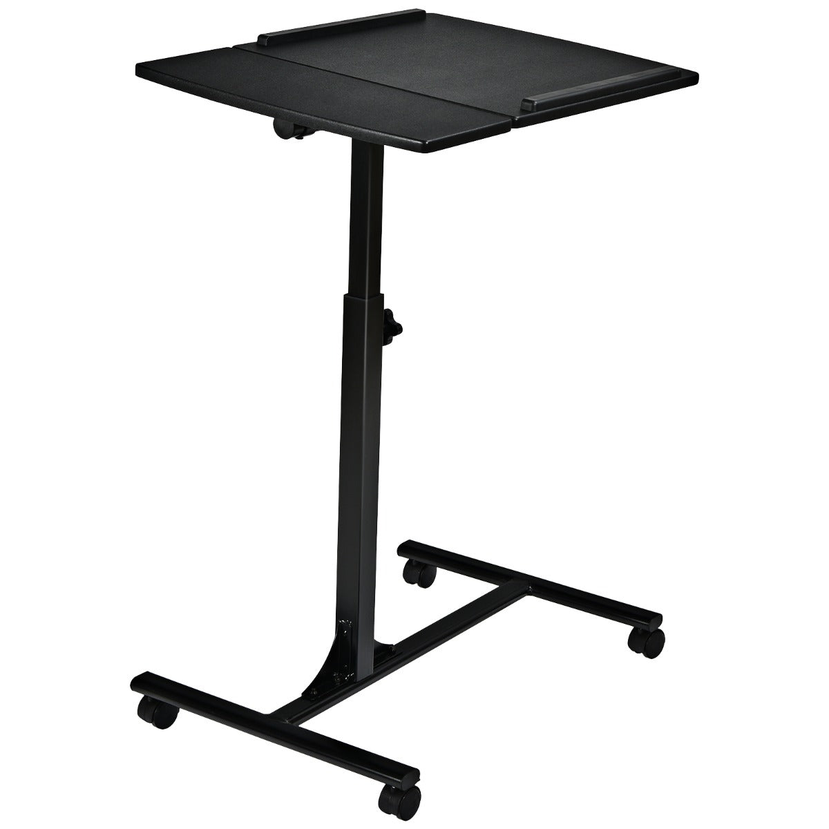 LIVSK Multifunctionele Laptoptafel met Wielen - Verstelbare Hoogte 64-95 cm - Kantelbaar Tafelblad - Antislip - Zwart