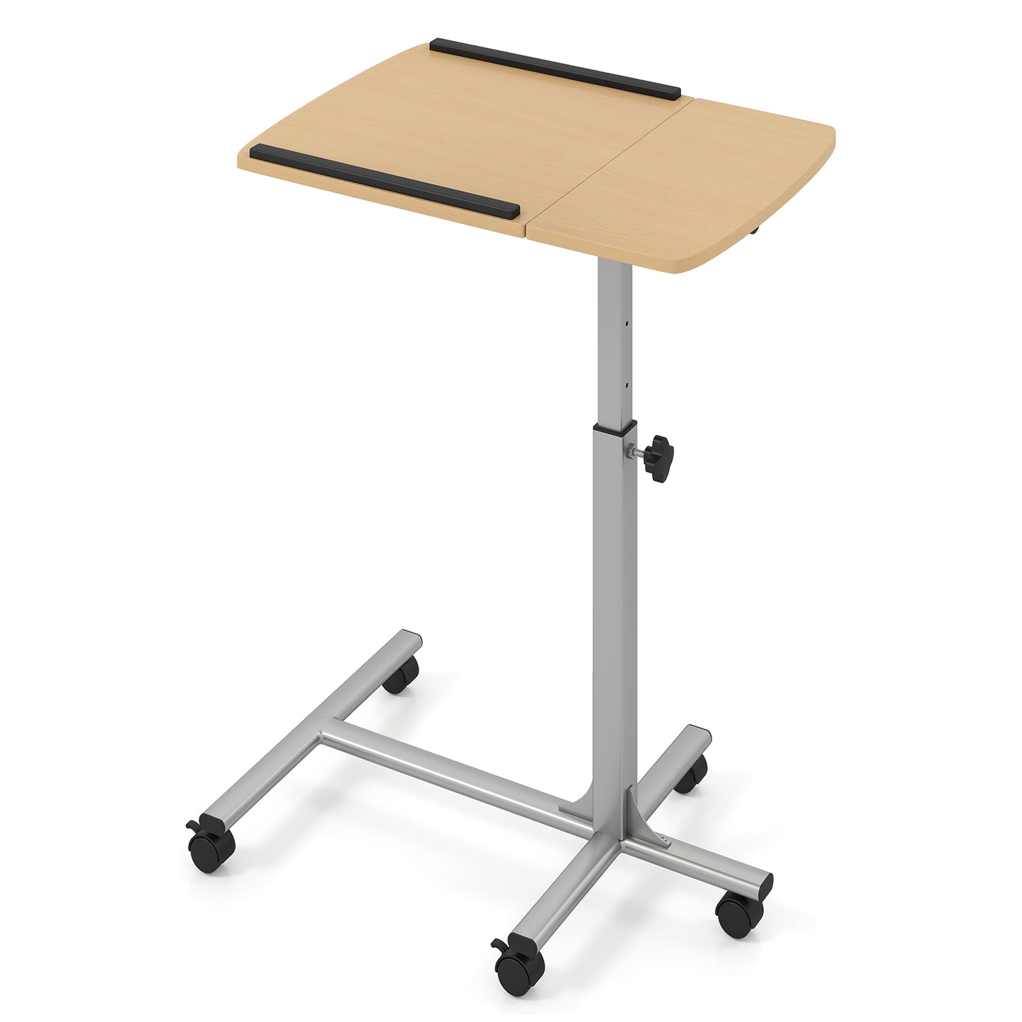 LIVSK Mobiele Laptoptafel - Verstelbare Hoogte 71,5-91 cm - Kantelbaar Tafelblad tot 45° - Stabiele Constructie - Natuur