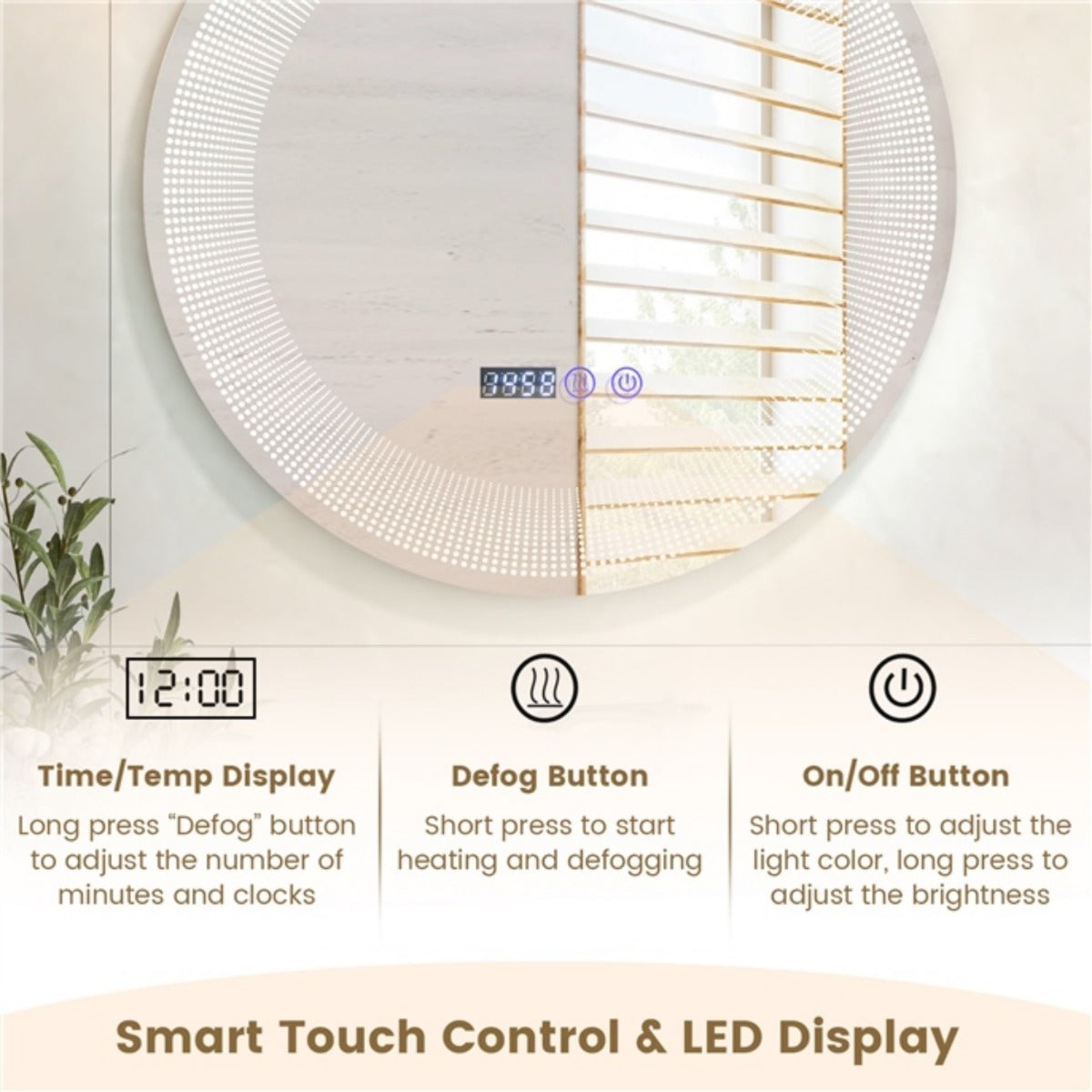 LIVSK LED Badkamerspiegel - Instelbare Verlichting - Anticondensfunctie - Aanraakbediening - IP44 - 60 cm - Zilver