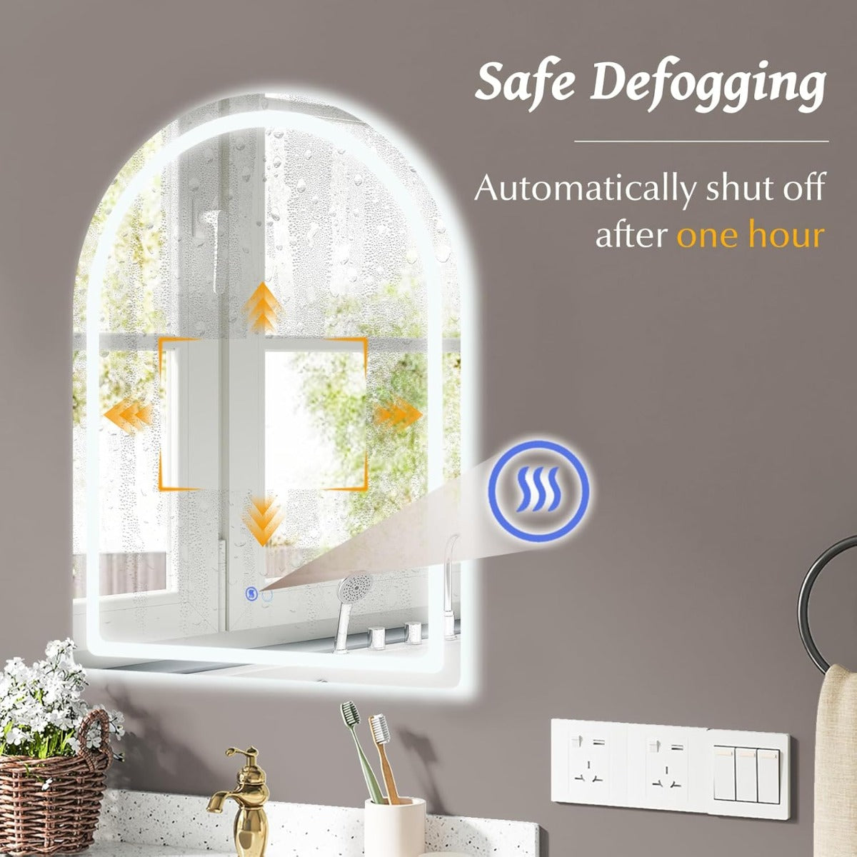 LIVSK LED Badkamerspiegel 80 x 60 cm - Verstelbare Verlichting - Anticondensfunctie - Geheugenfunctie - Zilver