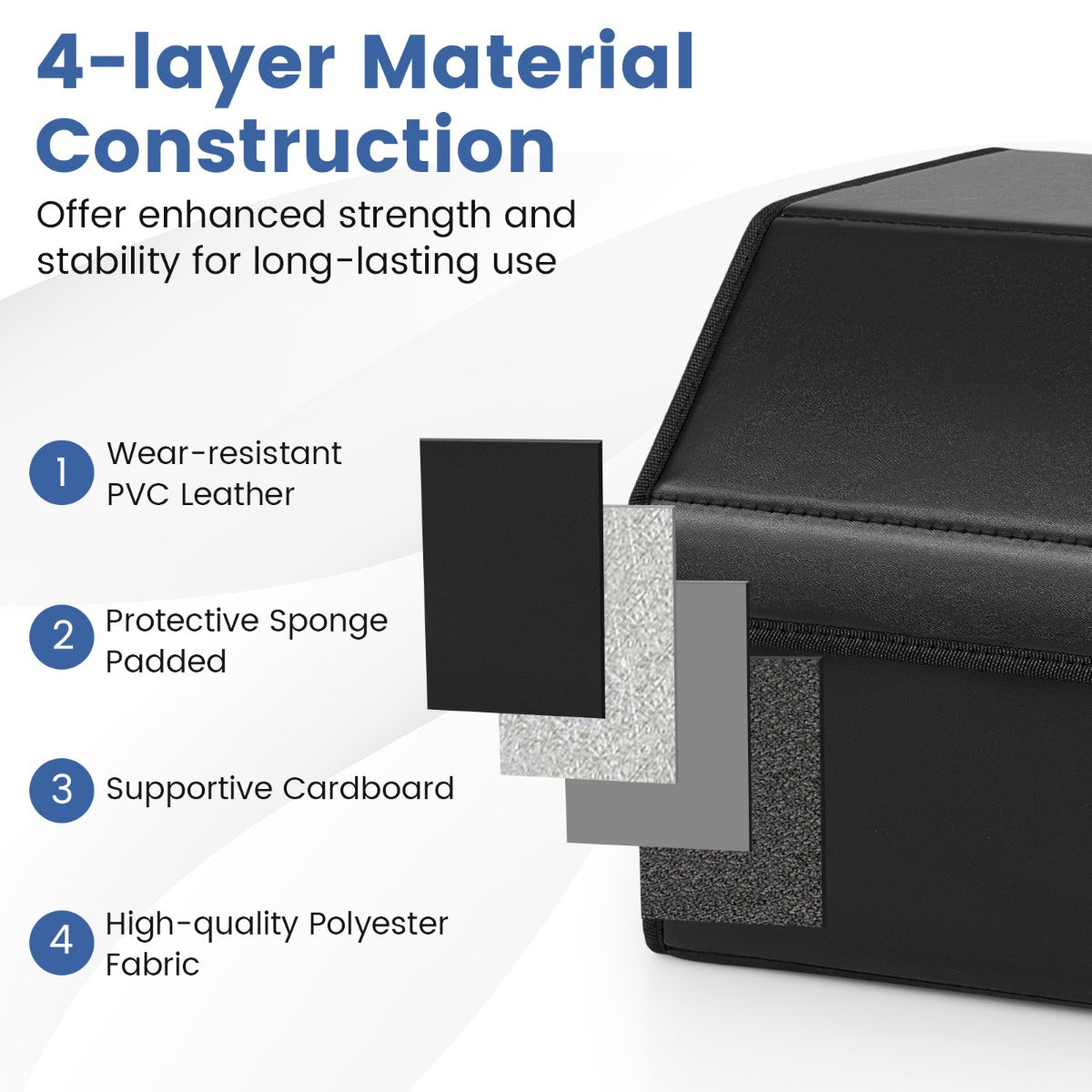 Livsk costway leren auto kofferbakorganizer met deksel opvouwbare en inklapbare opbergbox met verwijderbare scheidingswand en grote capaciteit 3