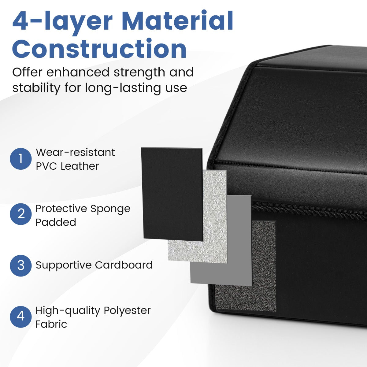 Livsk costway leren auto kofferbakorganizer met deksel opvouwbare en inklapbare opbergbox met verwijderbare scheidingswand en grote capaciteit 30 x 69 x 275cm 5