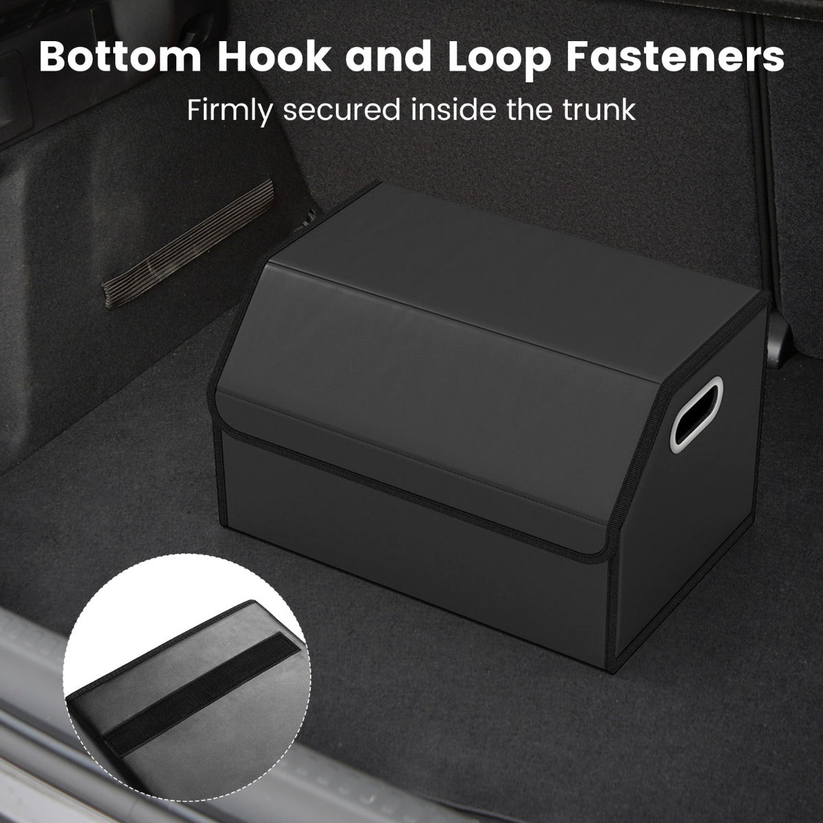 Livsk costway leren auto kofferbakorganizer met deksel opvouwbare en inklapbare opbergbox met verwijderbare scheidingswand en grote capaciteit 5