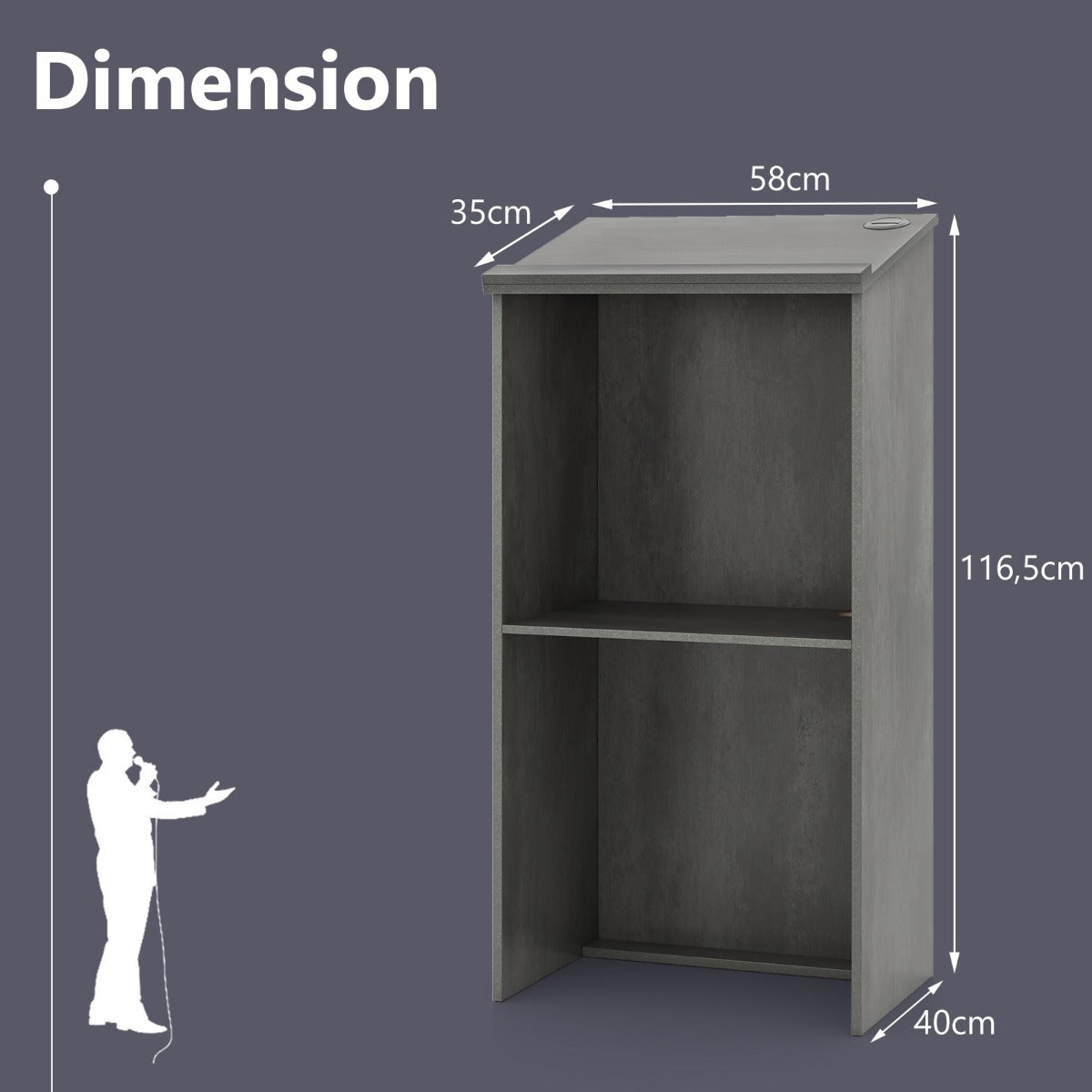 Livsk costway lessenaar lectern staande bureau van hout voor klaslokalen kantoor restaurant seminar grijs 2