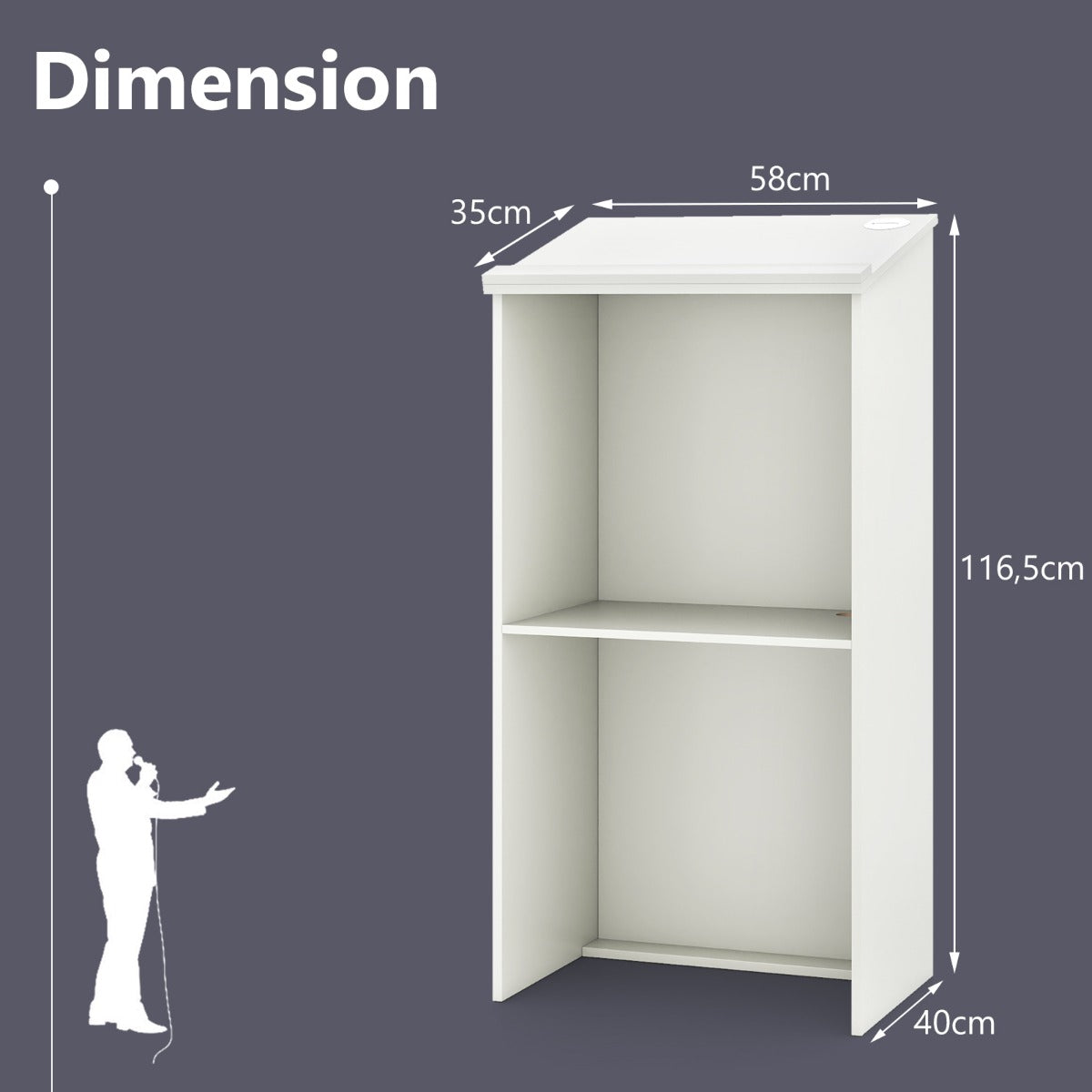 Livsk costway lessenaar lectern staande bureau van hout voor klaslokalen kantoor restaurant seminar wit 2