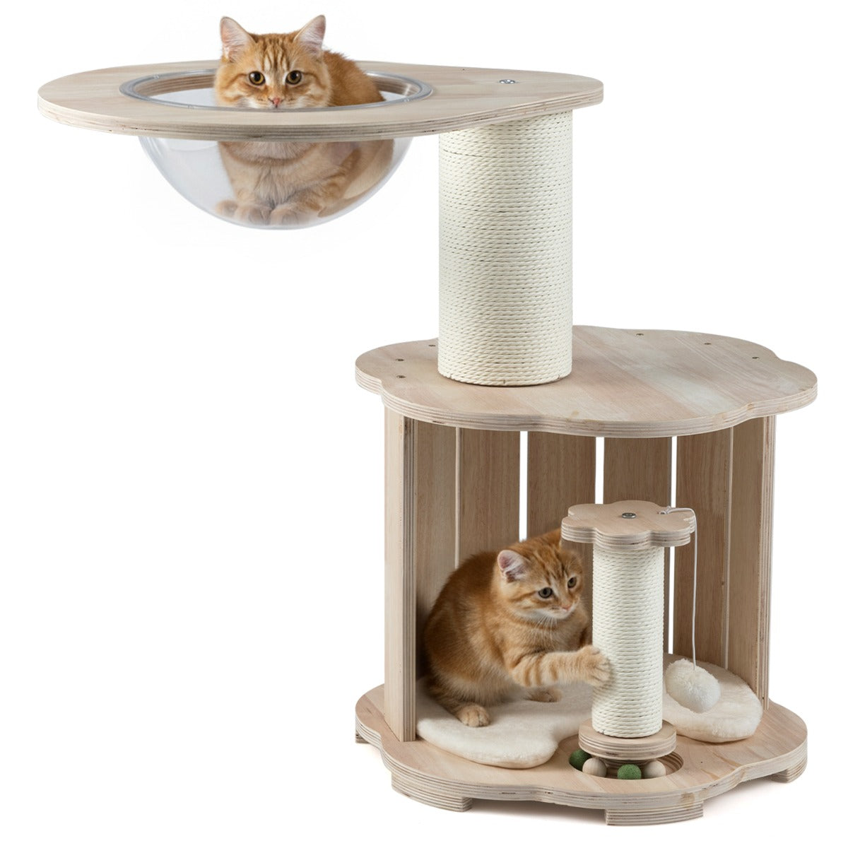 Livsk costway leuke kattenboom met 3 verdiepingen en ruimtecapsule 74 cm hoge klimstandaard voor binnenkatten 1 1
