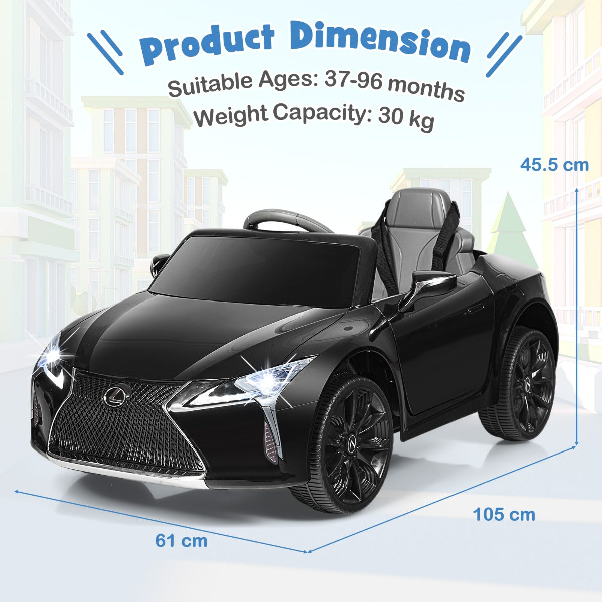 LIVSK Lexus LC500 Elektrische Auto voor Kinderen - 2.4G Afstandsbediening - Muziek en Verhalen - Vering - Comfortabele Stoel - Wit