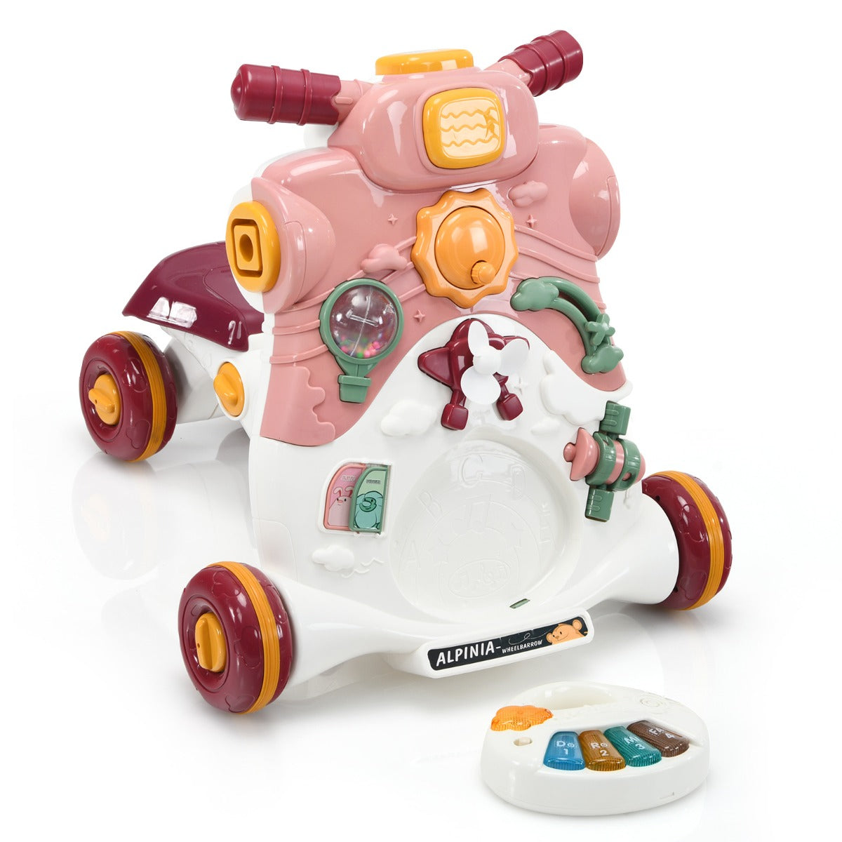 LIVSK 3-in-1 Baby Wandelaar - Veilig ABS/PP - Stabiele Driehoekstructuur - Leerzaam Speelpaneel - Voor 6-36 maanden - Roze