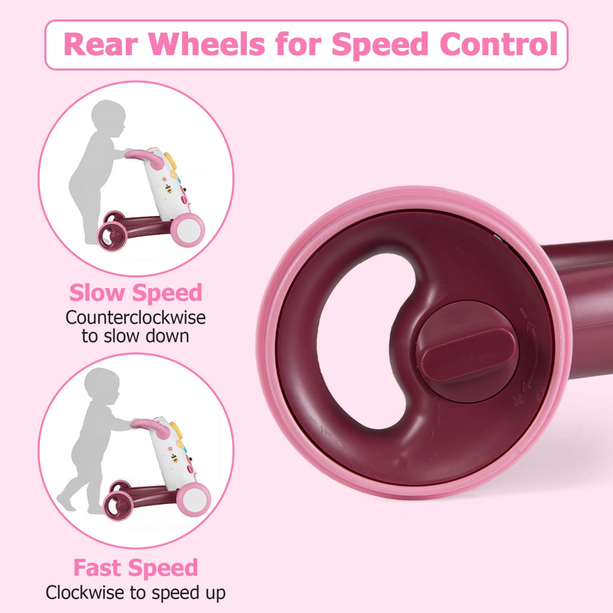 Livsk costway loopwagen babywalker met muziek en licht interactieve loopwagen voor kinderen van 12 36 maanden roze 4