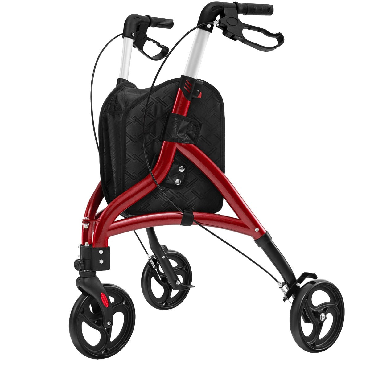 LIVSK Lichtgewicht Rollator voor Senioren - Verstelbare Handgrepen - Aluminium Frame - Veilig Remsysteem - Tot 136 kg - Rood