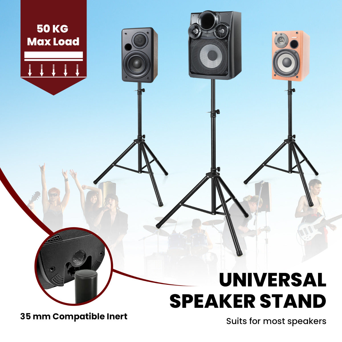 LIVSK Verstelbare Sprekerstandaard - Uitschuifbaar van 97 cm tot 183 cm - Stabiele Constructie - Antislipvoetjes - Tot 50 kg -