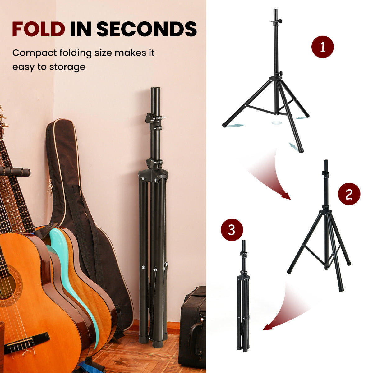 LIVSK Verstelbare Sprekerstandaard - Uitschuifbaar van 97 cm tot 183 cm - Stabiele Constructie - Antislipvoetjes - Tot 50 kg -