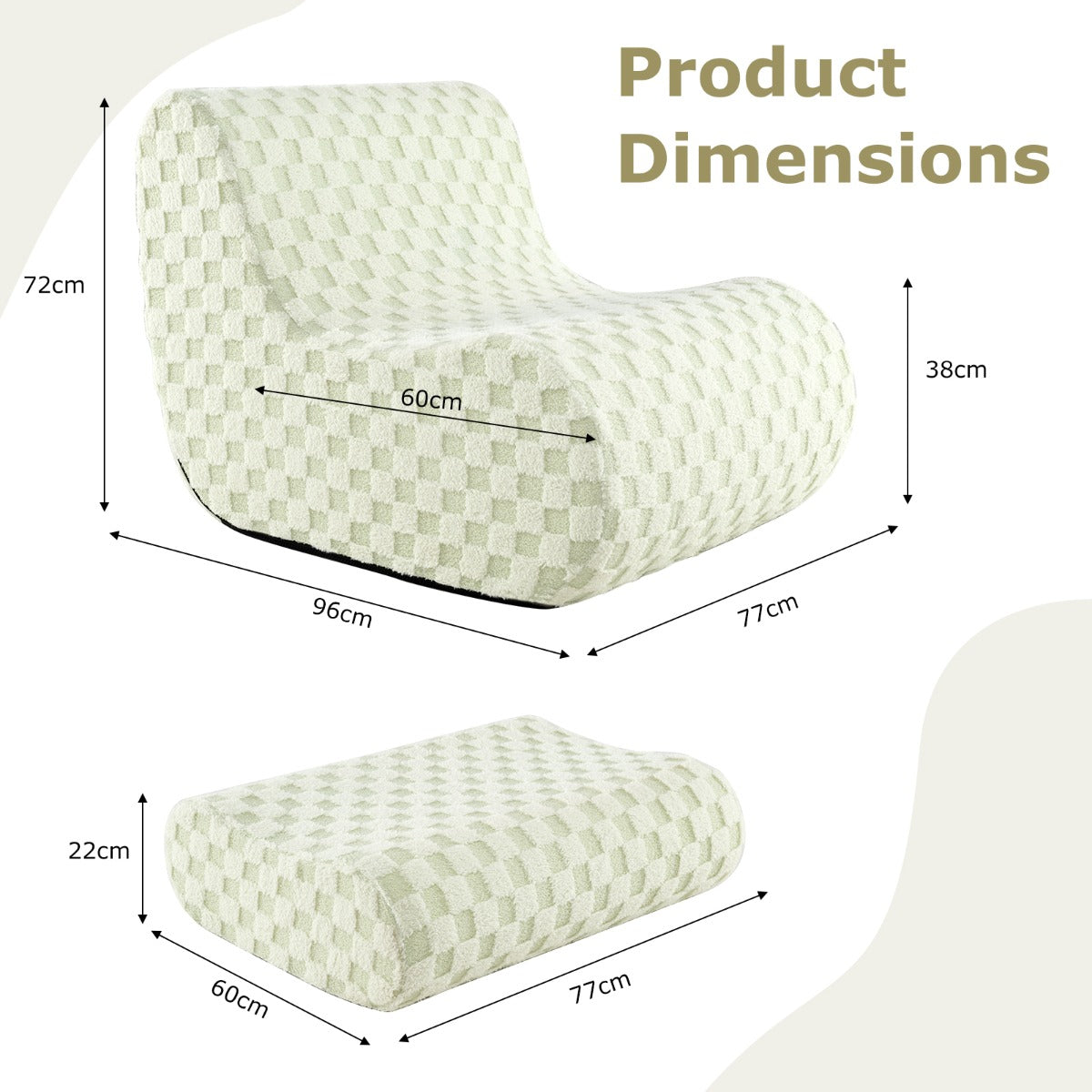 LIVSK Luie Stoelenset met Voetenbankje - Ergonomisch Design - Antislip - Afneembare Hoes - Geen Montage Nodig - Groen