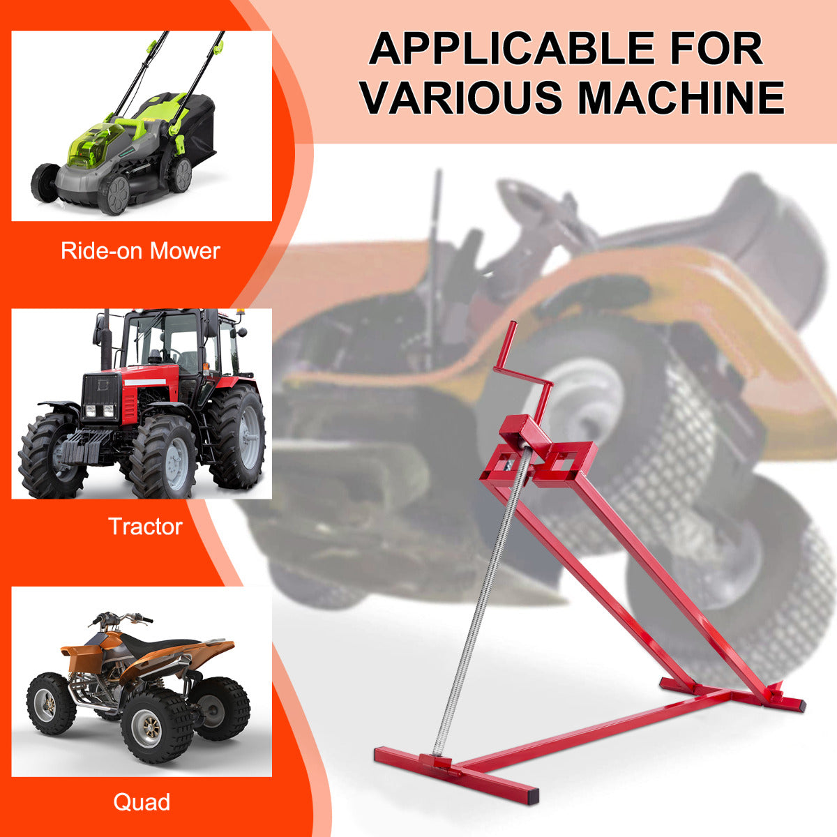 LIVSK Universele Grasmaaierheffer - Verstelbaar tot 400 kg - Inklapbaar - Duurzaam Staal - Voor Tuinmachines - 115 x 50 x 20 cm -