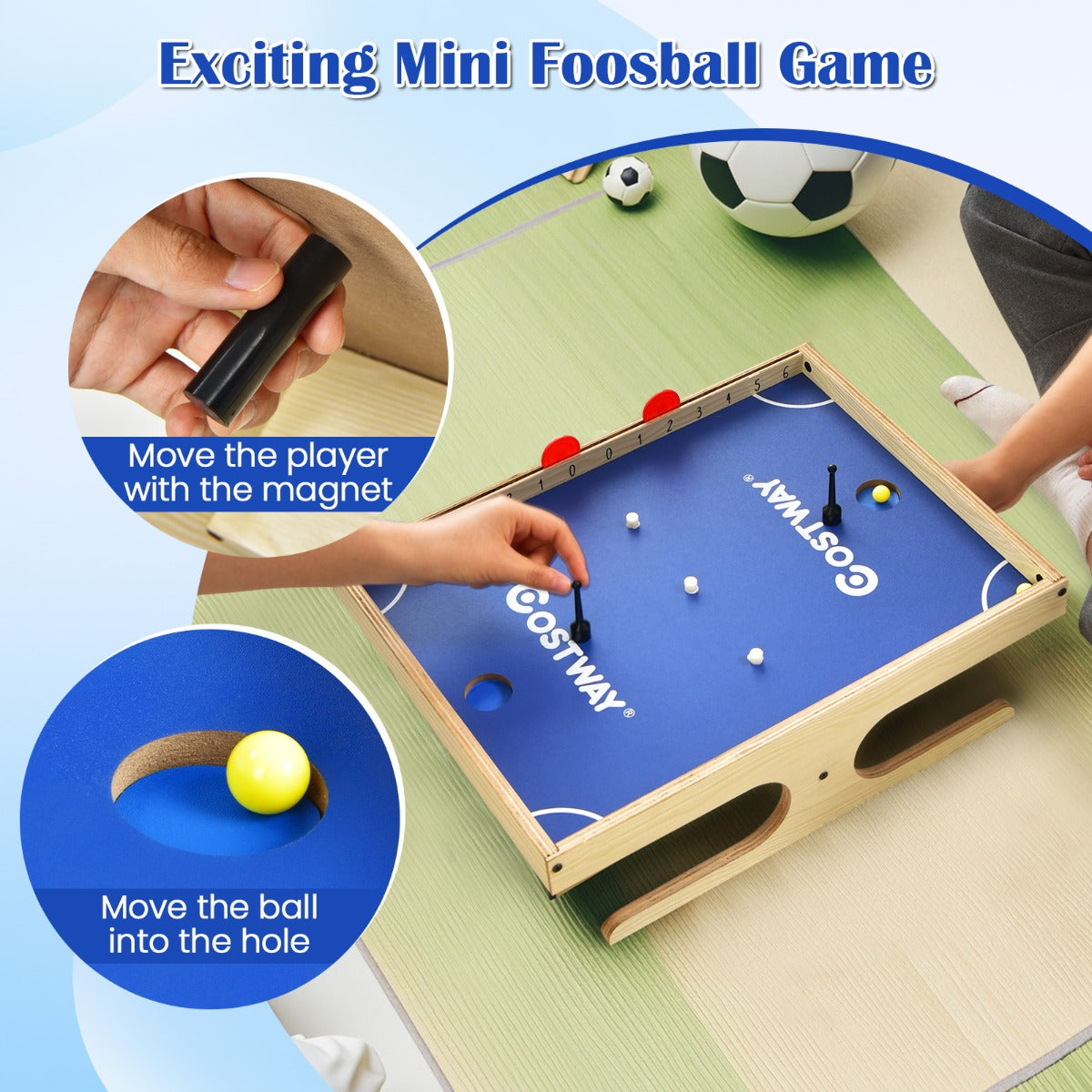 LIVSK Magnetische Minivoetbaltafel - Inclusief 2 Ballen, 2 Markeerstiften en 3 Magneten - Duurzaam MDF - 45 x 33,5 x 14 cm -