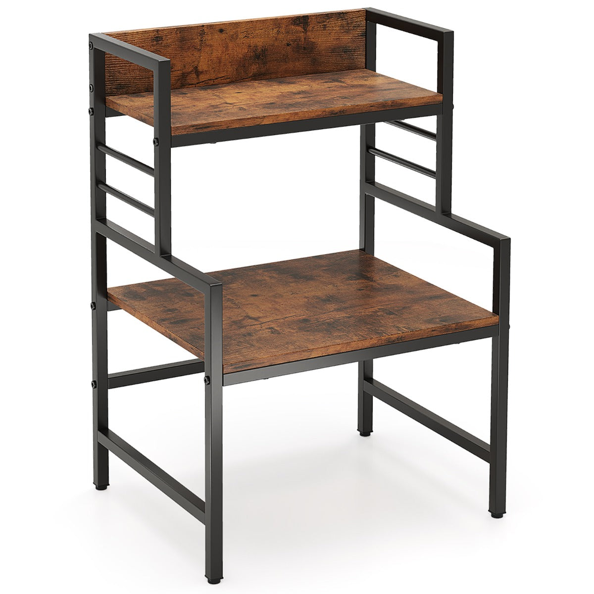 LIVSK 3-tier aanrechtblad - Stevig metaal en rustiek hout - Verstelbare poten - Capaciteit 50 kg - 52 x 42 x 78 cm - Rustiek
