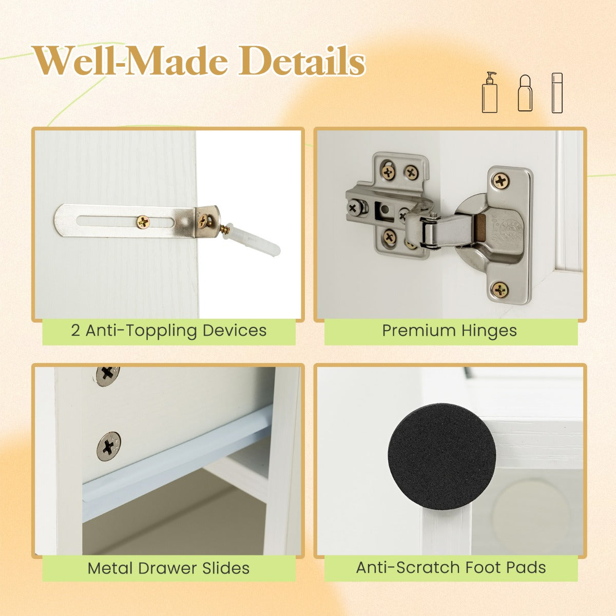 Livsk costway make uptafel met spiegel en verlichting grote make uptafel met stopcontacten wit 4