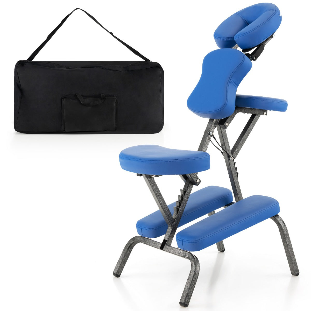 LIVSK Inklapbare Massagestoel - Professioneel en Draagbaar - Hoogwaardig Schuim - Tot 150 kg - Inclusief Draagtas - Blauw