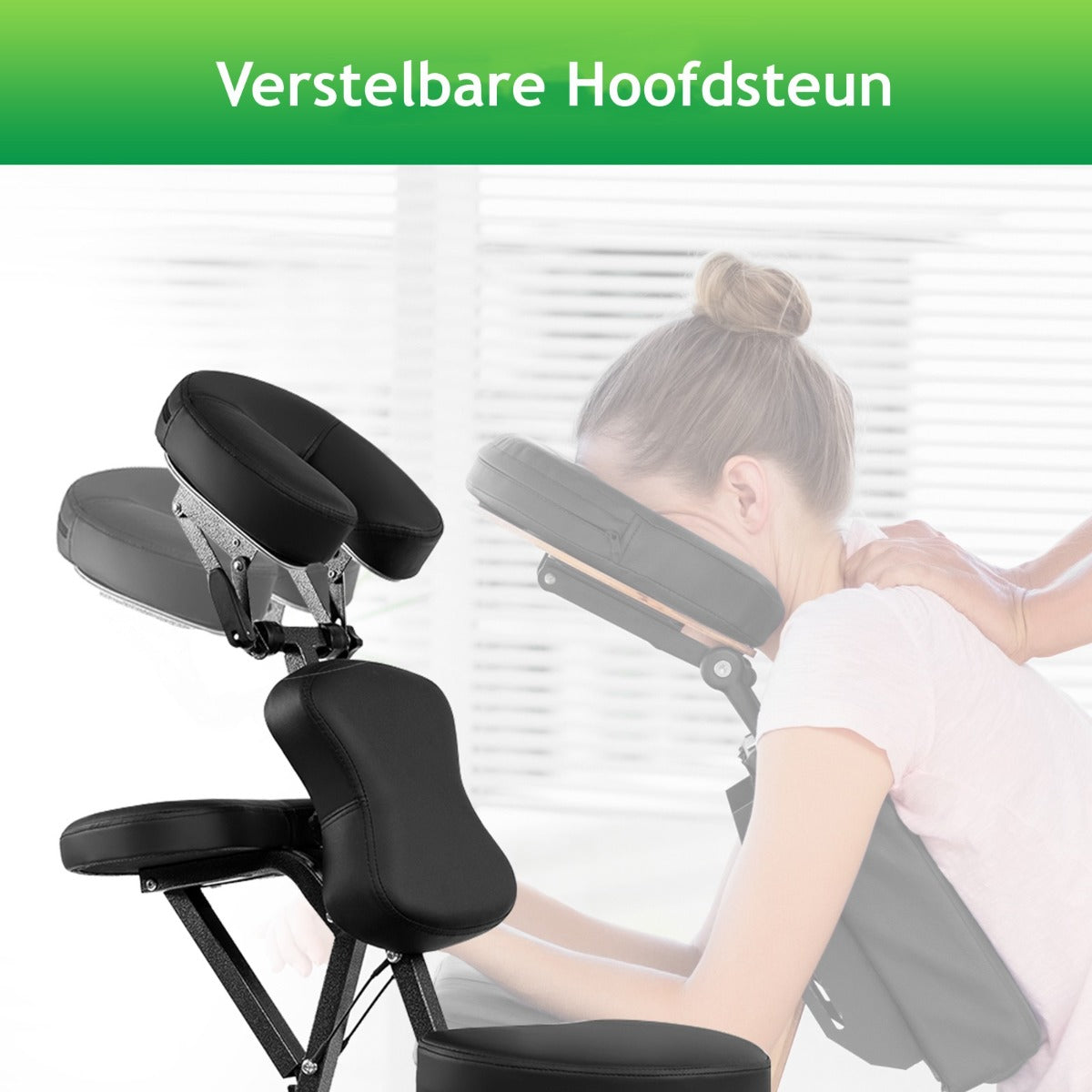 LIVSK Inklapbare Massagestoel - Verstelbaar - Draagbaar - Hoogwaardig Schuim - Tot 150 kg - Inclusief Draagtas - Zwart