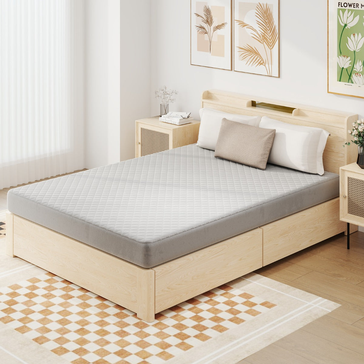 LIVSK Matrasbeschermer - Ademend Fluwelen Oppervlak - Antislip Onderkant - Kreukvrij Jacquard-Design - Tot 40 cm - Grijs