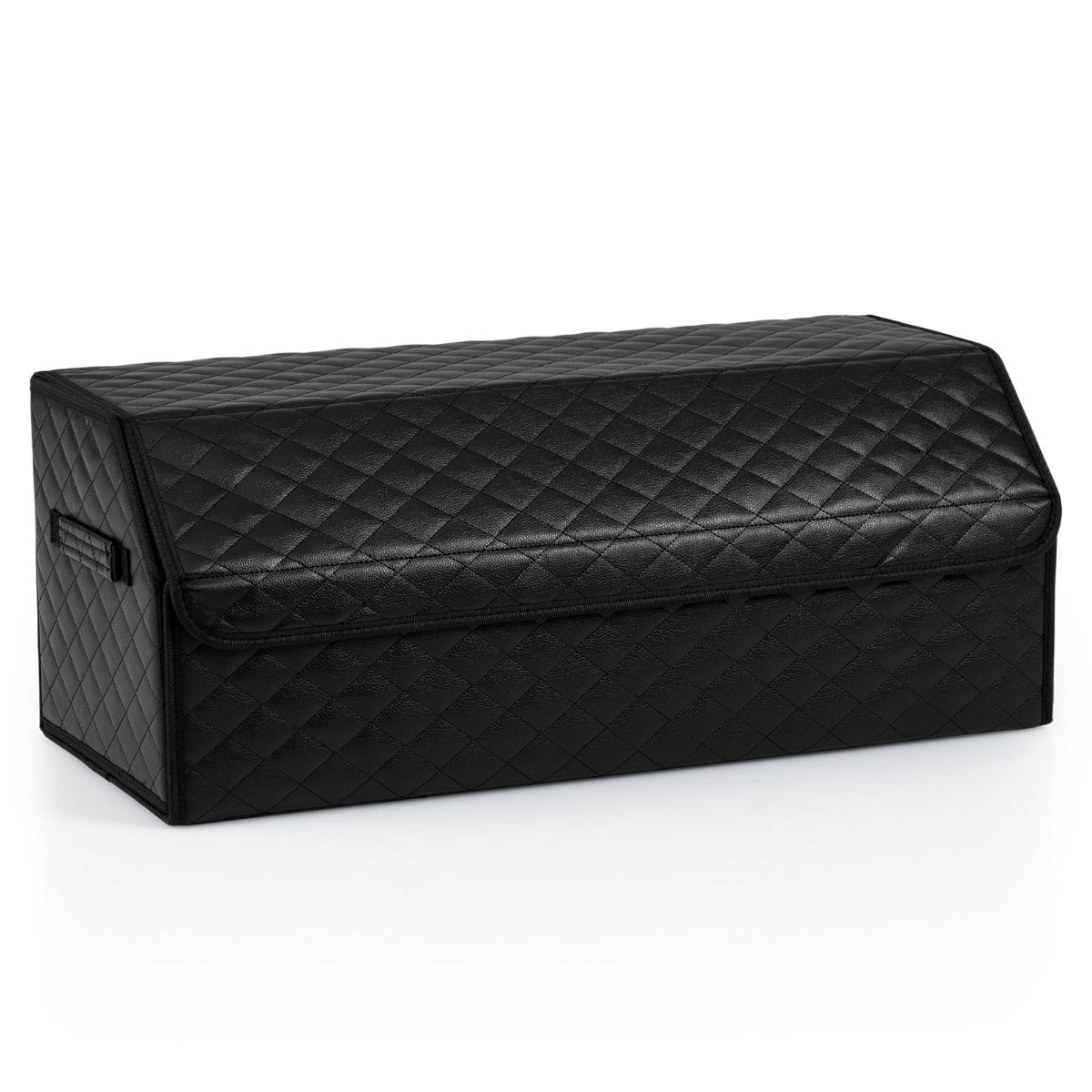 Livsk costway met leer beklede opbergbak voor laarzen met deksel opvouwbare opbergdoos geschikt voor suvs kamperen 30 x 69 x 275 cm