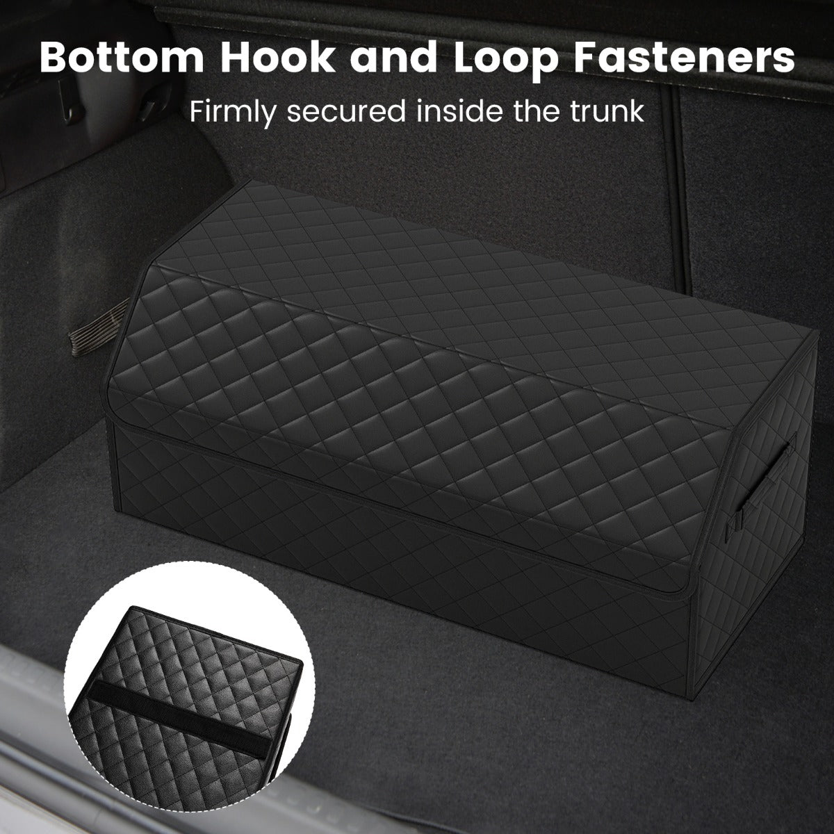 Livsk costway met leer beklede opbergbak voor laarzen met deksel opvouwbare opbergdoos geschikt voor suvs kamperen 30 x 69 x 275 cm 4