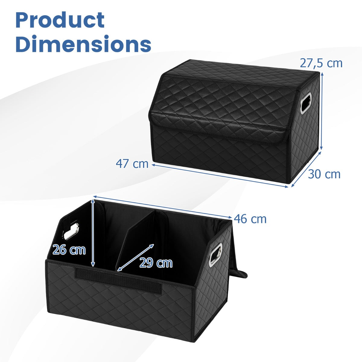 Livsk costway met leer beklede opbergbak voor laarzen met deksel opvouwbare opbergdoos geschikt voor suvs kamperen zwart 1 1