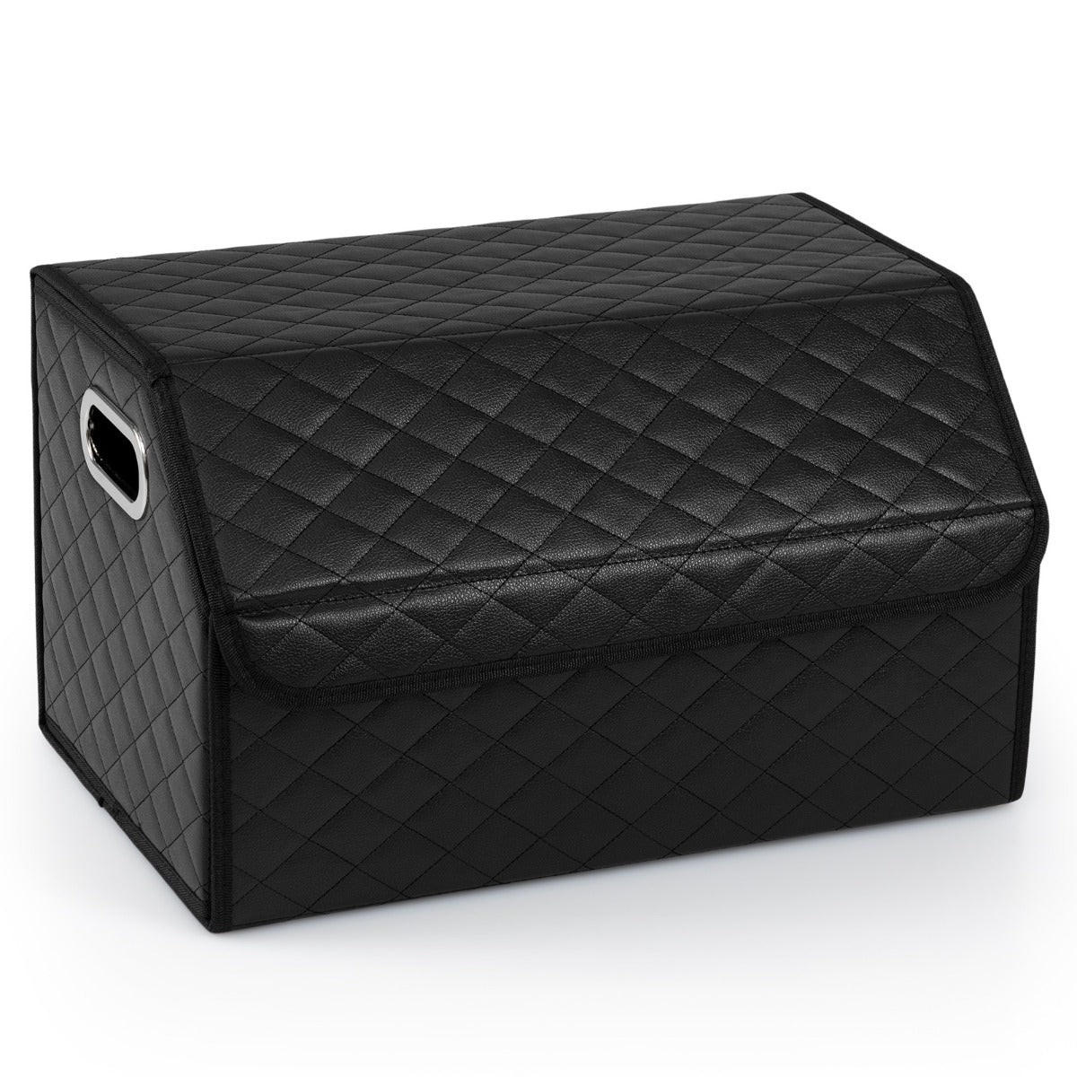 Livsk costway met leer beklede opbergbak voor laarzen met deksel opvouwbare opbergdoos geschikt voor suvs kamperen zwart