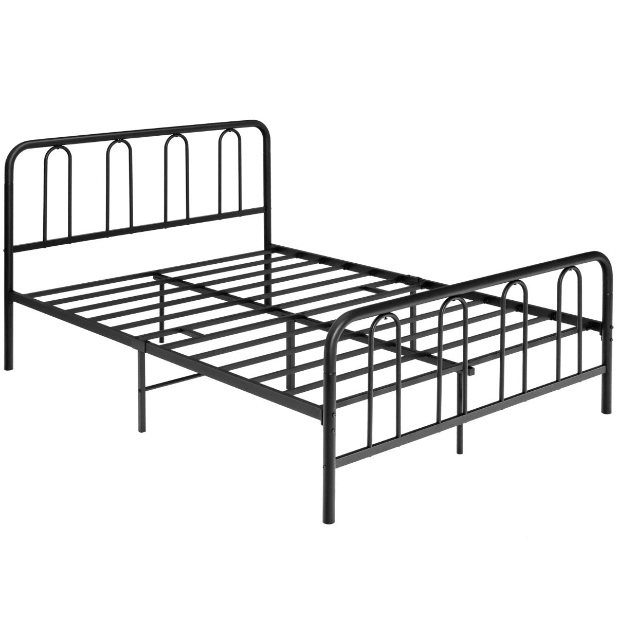 Livsk costway metalen bedframe met hoofdeinde en voeteneind modern platformbed 209 x 144 x 101 cm zwart 1 1