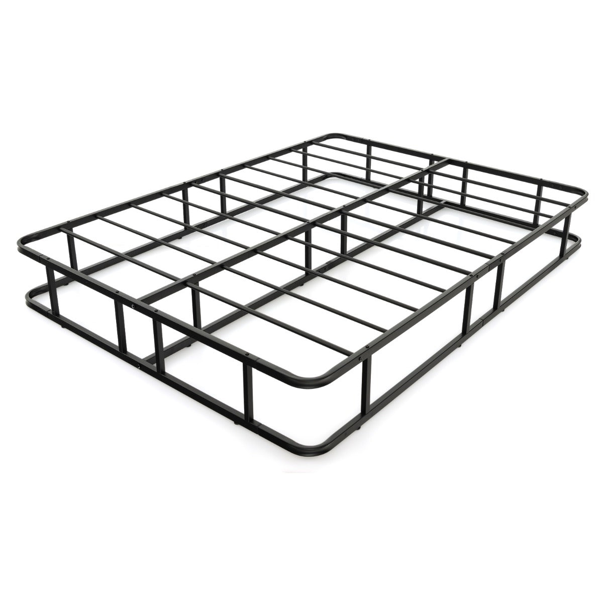LIVSK Platformbed - Stevig Metalen Frame - 10 Latten - Antislip Voetpads - Tot 300 kg - Zwart 201 x 151 x 26 cm