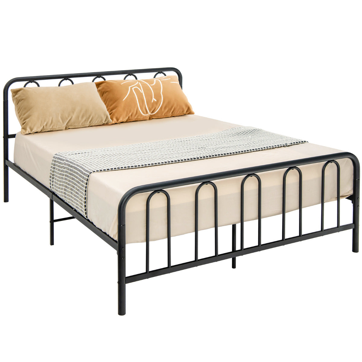 LIVSK Metalen Bedframe met Opbergruimte - Robuust Stalen Frame - Tot 300 kg - Eenvoudige Montage - Minimalistisch Design - Zwart