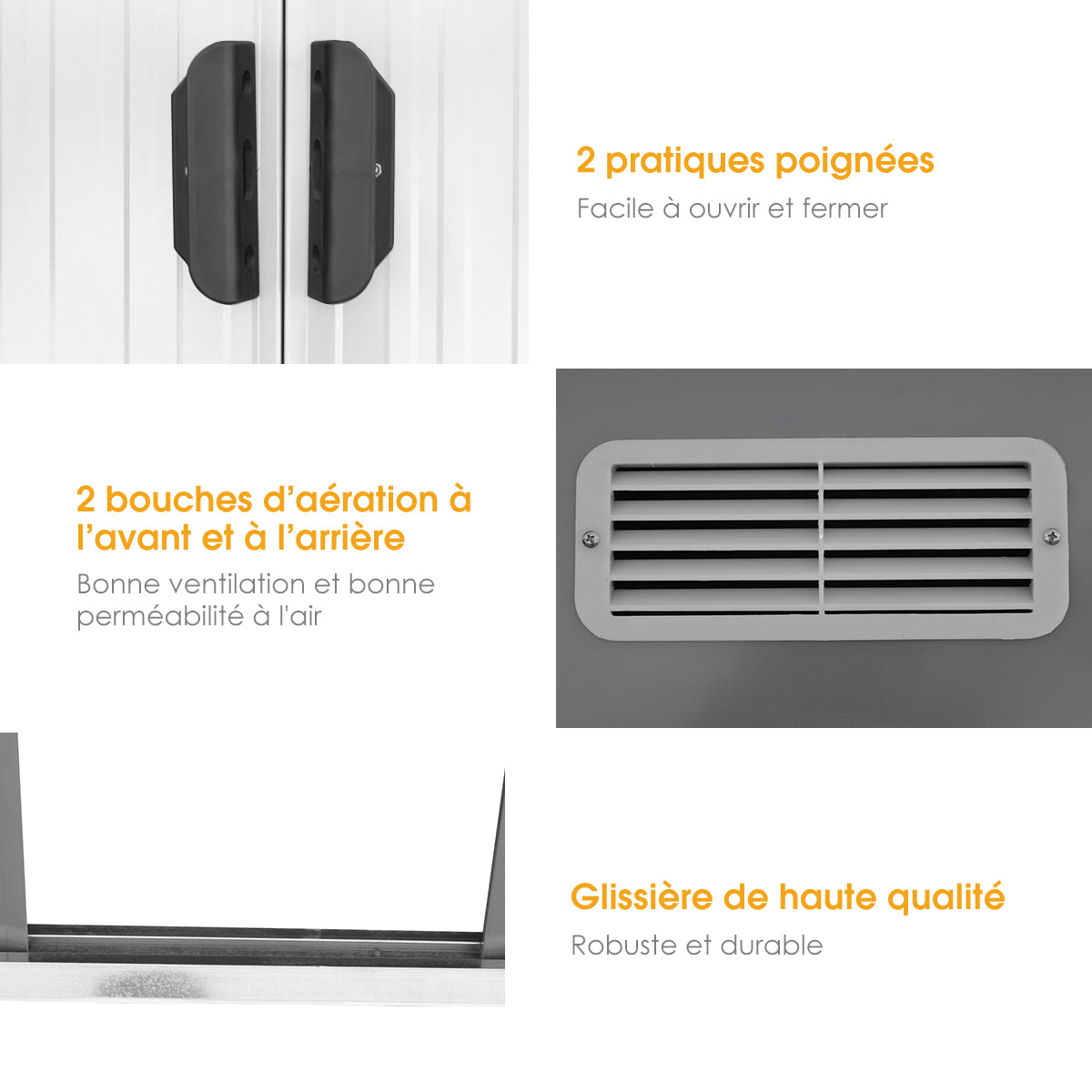 LIVSK Gereedschapsschuur - Met Lessenaarsdak - Ruim 238 x 131 x 181 cm - Waterbestendig - 2 Schuifdeuren - Grijs en wit