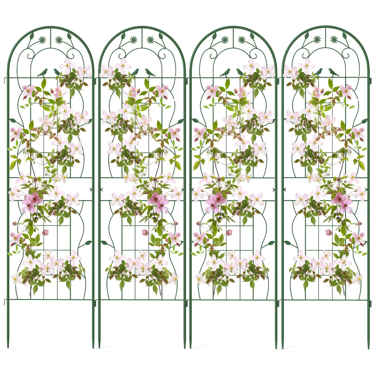 LIVSK Metalen Tuinhek Set van 4 - 180 cm Hoog - Ideaal voor Klimplanten - Roestbestendig en Stabiliteit - Eenvoudige Montage -