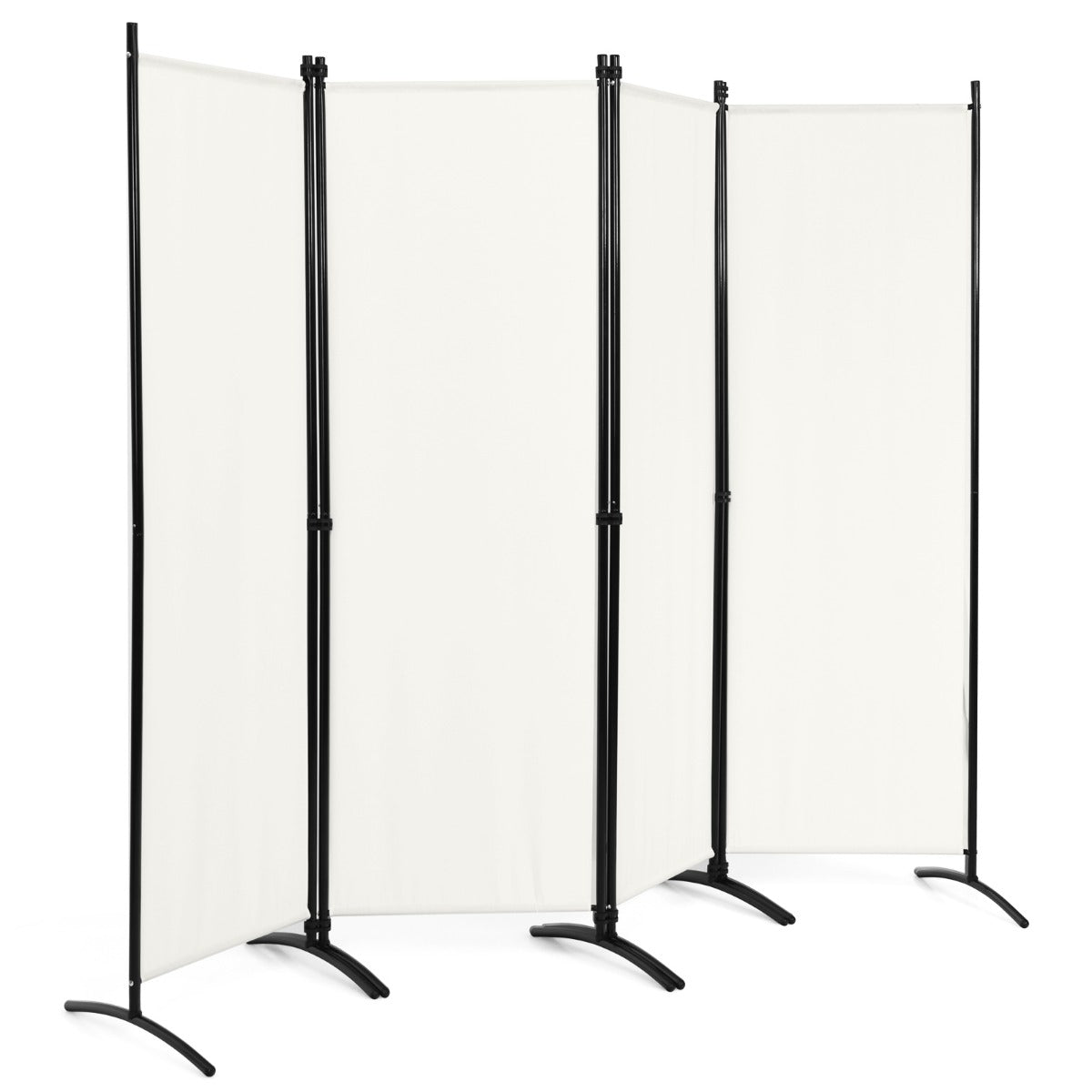 LIVSK 4-panelen Kamerscherm - Stabiel en Opvouwbaar - Hoogwaardige Polyester - Verstelbare Pootjes - 220 x 51 x 173 cm - Beige