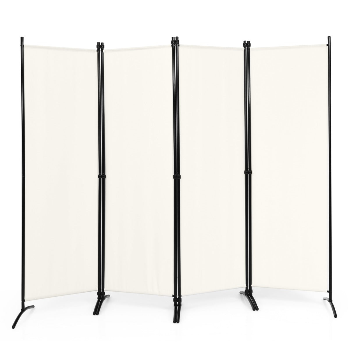 LIVSK 4-panelen Kamerscherm - Stabiel en Opvouwbaar - Hoogwaardige Polyester - Verstelbare Pootjes - 220 x 51 x 173 cm - Beige