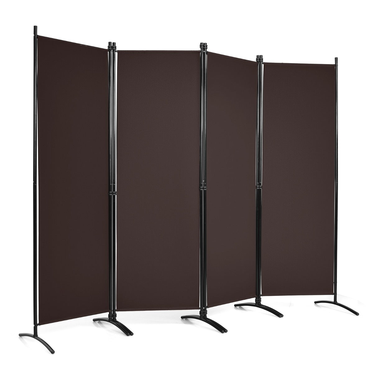 LIVSK Opvouwbaar Kamerscherm - 4 Panelen - Verstelbare Poten - Duurzaam Polyester en Staal - 220 x 51 x 173 cm - Bruin