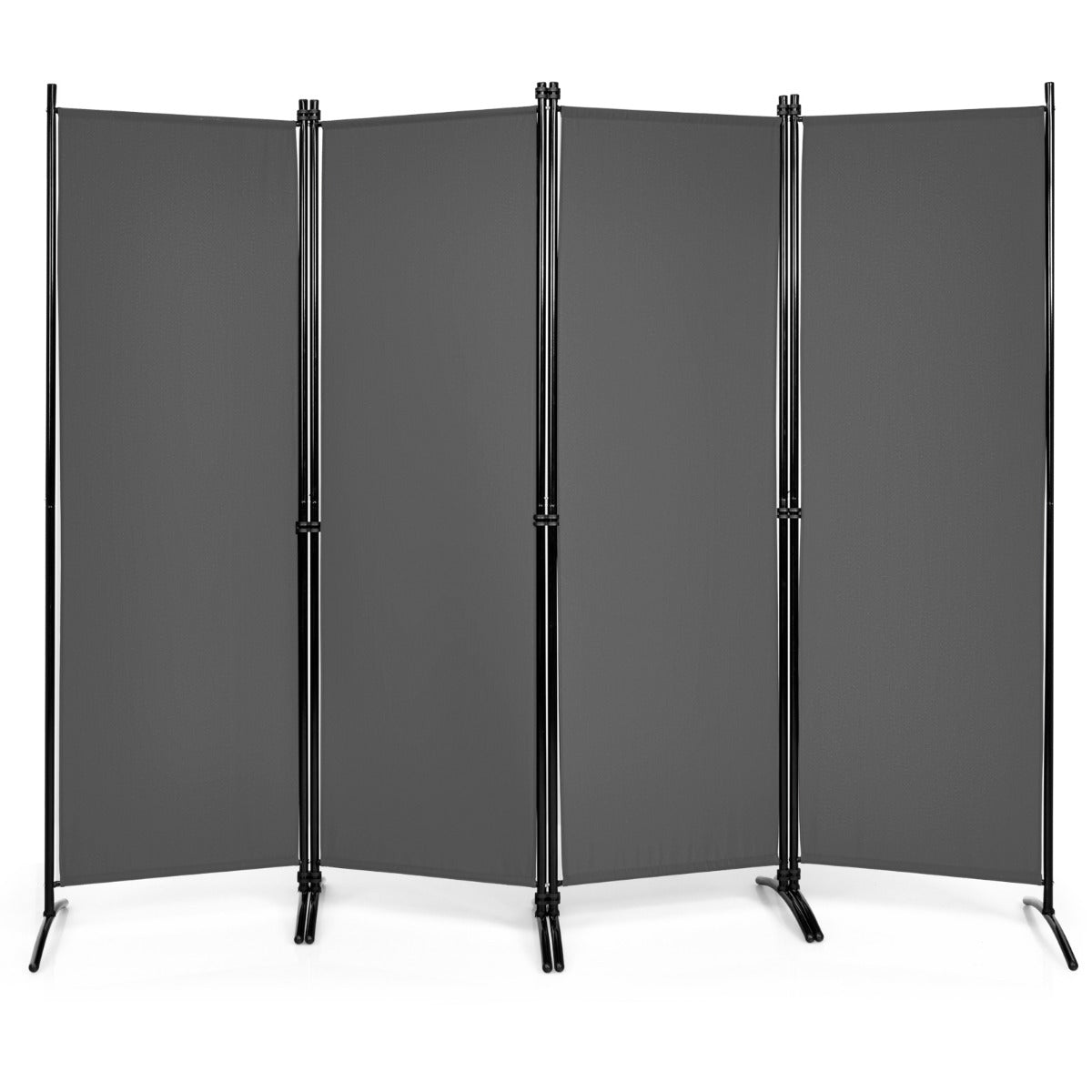 LIVSK Kamerscherm 4-panelen - Opvouwbaar - Hoogwaardig Polyester - Stalen Frame - Flexibel en Duurzaam - 220 x 51 x 173 cm - Grijs