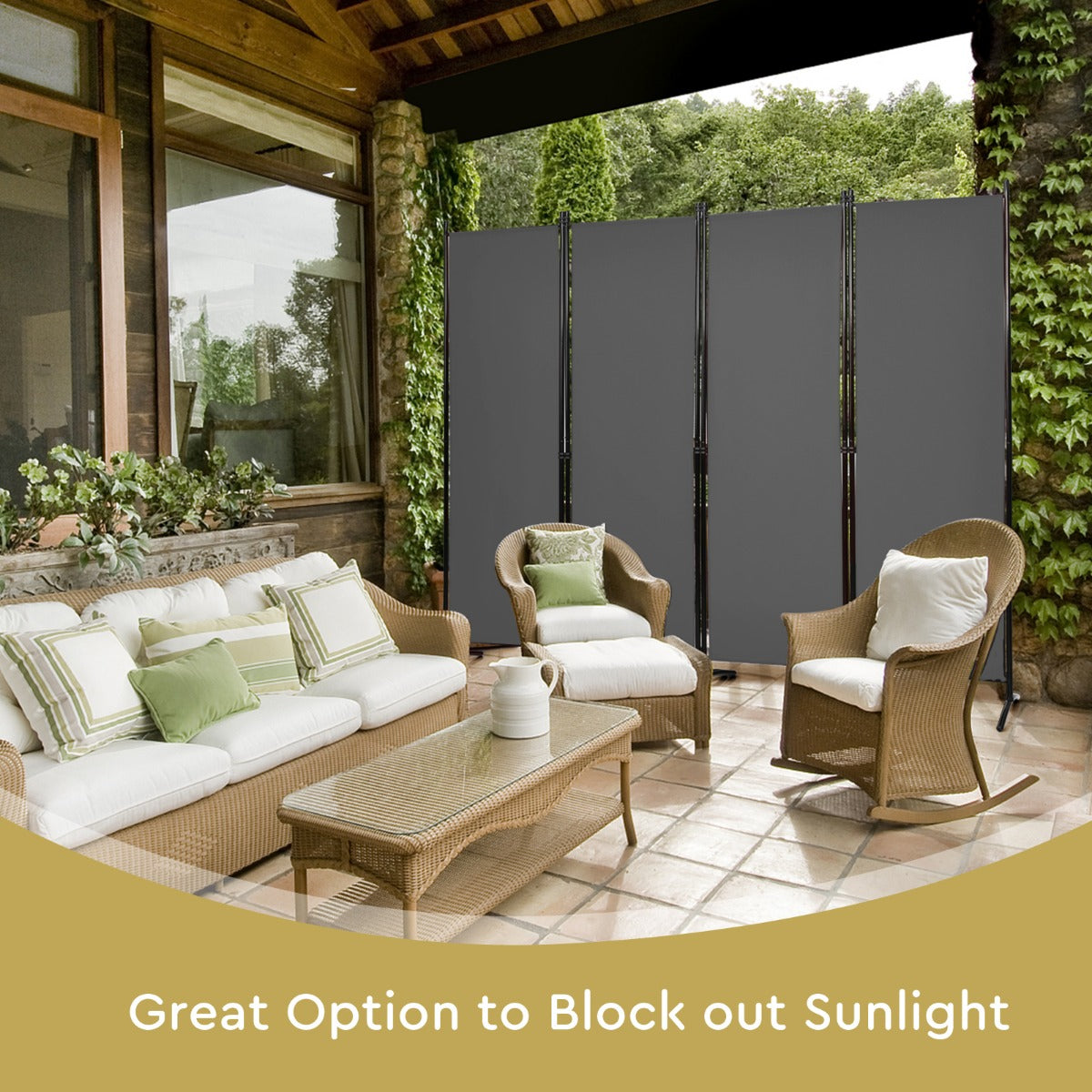 LIVSK Kamerscherm 4-panelen - Opvouwbaar - Hoogwaardig Polyester - Stalen Frame - Flexibel en Duurzaam - 220 x 51 x 173 cm - Grijs