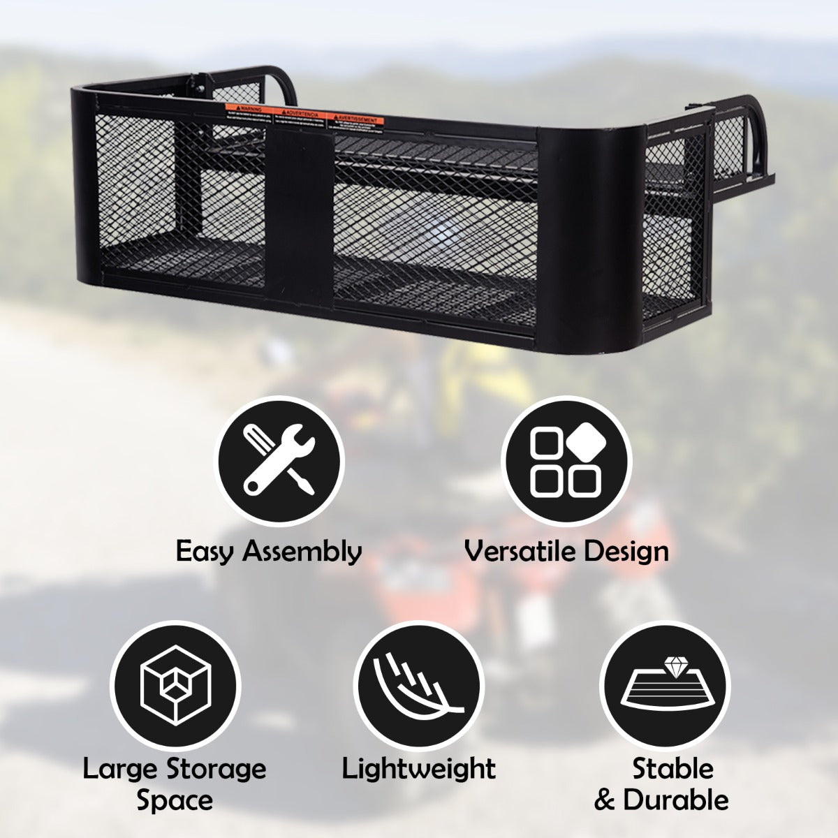 LIVSK Universele Metalen Bagagemand voor Terreinwagens - Gaasontwerp - 2 Niveaus - Eenvoudige Montage - 104 x 67 x 31,5 cm - Zwart