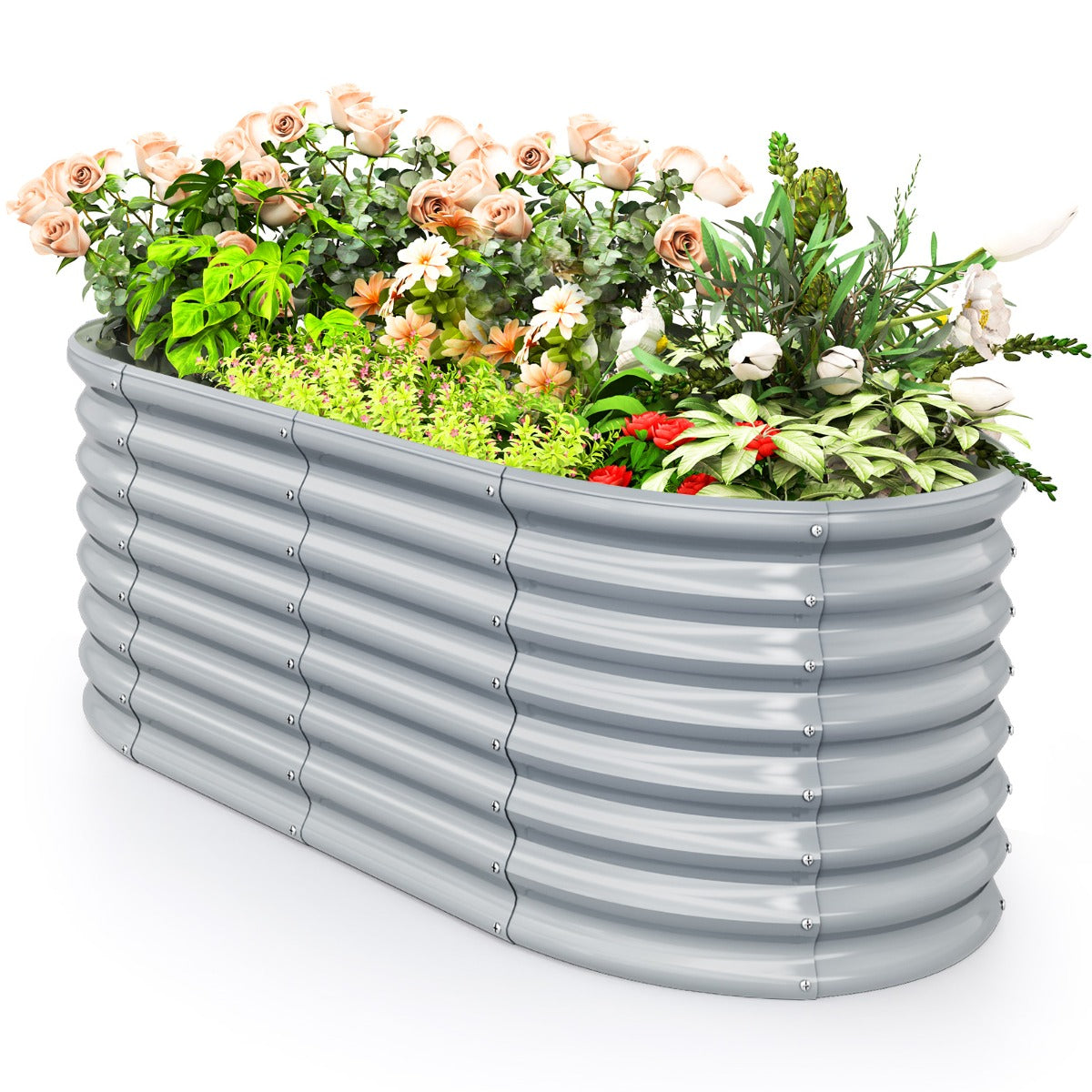 LIVSK Verhoogde Plantenbak - Roestvrij Gegalvaniseerd Metaal - Optimale Luchtcirculatie - Eenvoudige Montage - 165 x 80 x 60 cm -